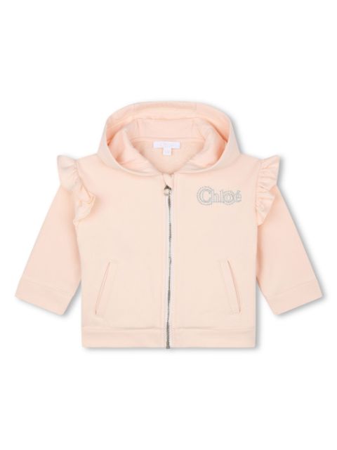 Chloé Kids куртка с капюшоном и вышитым логотипом