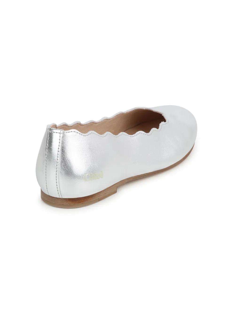 Chloé Metallic-finish Leather Ballerinas In Grey