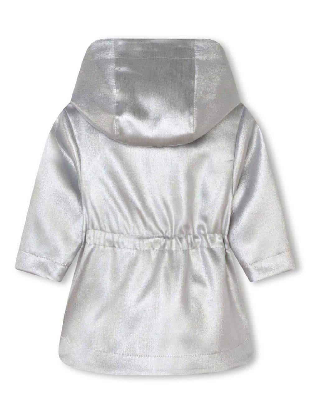 Shop Chloé Logo-embroidered Hooded Coat In Silver