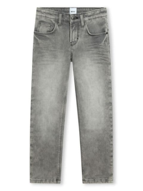 BOSS Kidswear logo-embossed straight-leg jeans