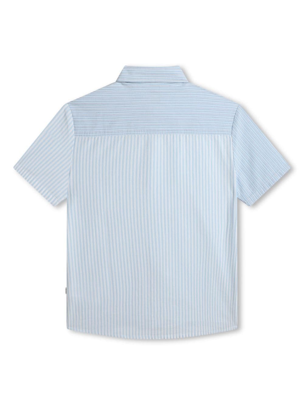 Shop Bosswear Stripe-print Panelled Cotton Shirt In Blue