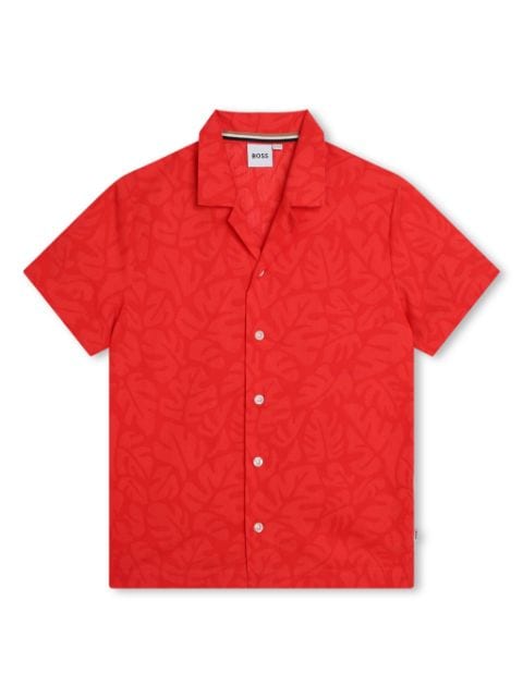BOSS Kidswear leaf-print cotton shirt