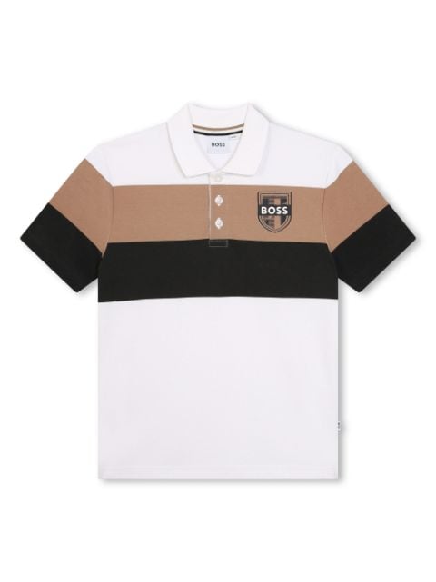BOSS Kidswear logo-print striped polo shirt