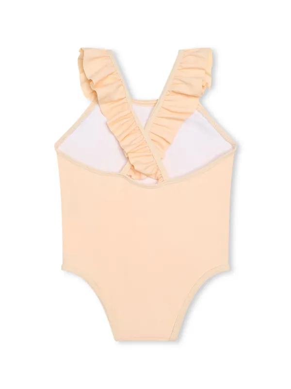Chloé Kids logo-embroidered Ruffled Swimsuit | Neutrals