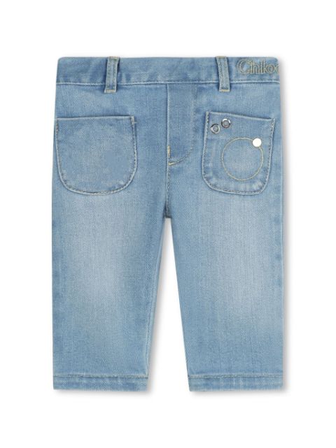 Chloé Kids jeans rectos con bolsillos de parche