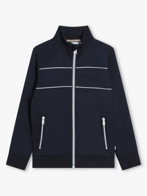 BOSS Kidswear logo-embroidered zipped jacket