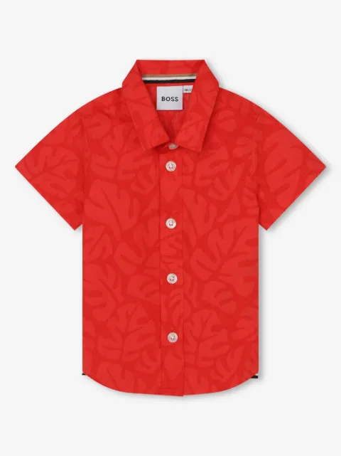 BOSS Kidswear camisa con hojas estampadas