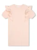 Chloé Kids logo-embroidered eyelet-detail dress - Pink