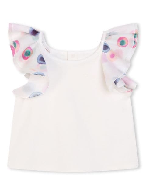 Chloé Kids ruffle-trim organic cotton blouse