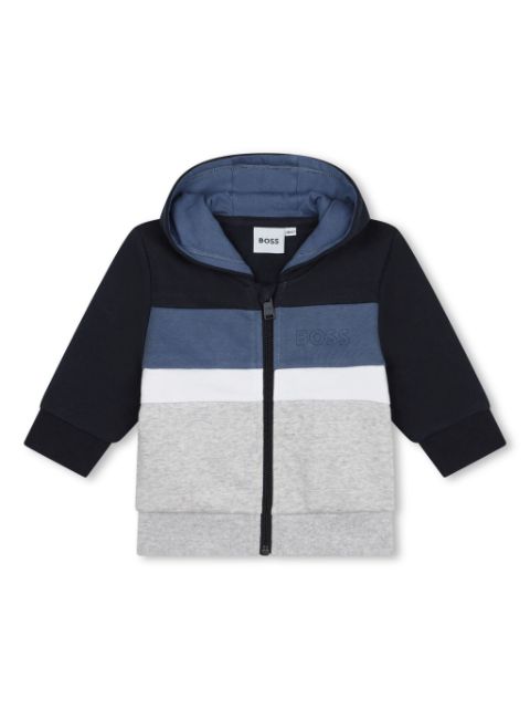 BOSS Kidswear colour-block hooded cardigan