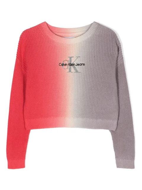 Calvin Klein Kids logo-embroidered waffle-knit jumper