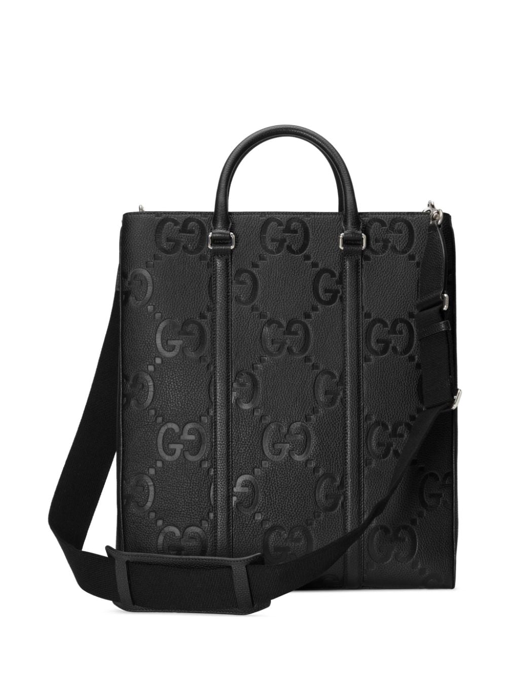 Shop Gucci Medium Jumbo Gg Leather Tote Bag In Black