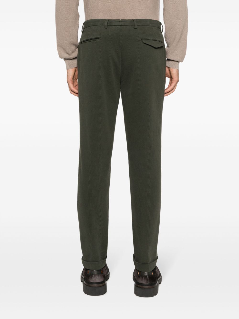 Shop Briglia 1949 Logo-patch Corduroy Tapered Trousers In Green