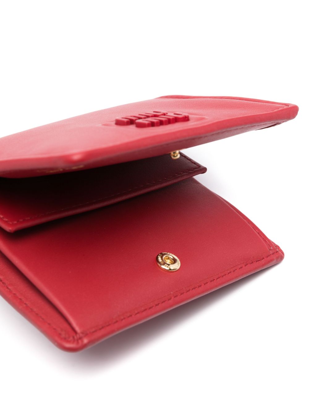 Miu logo-plaque leather wallet Rood