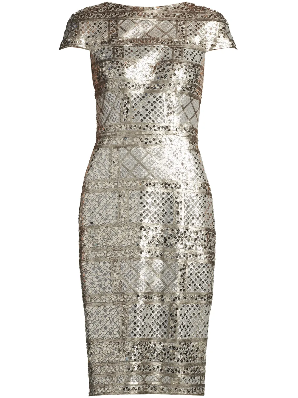 Tadashi Shoji Sequin Lace Cocktail Dress In Silver