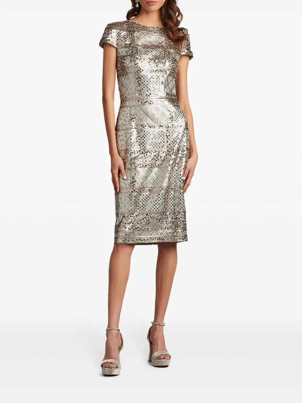 Tadashi Shoji Midi-jurk met pailletten - Zilver