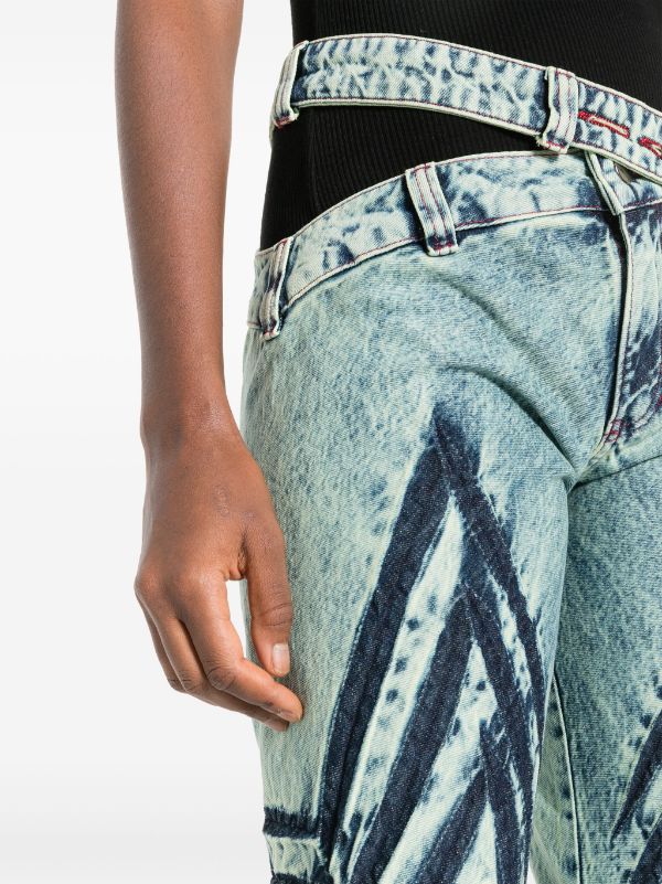 Faded Blue Monogram Patch Jeans - Ready to Wear