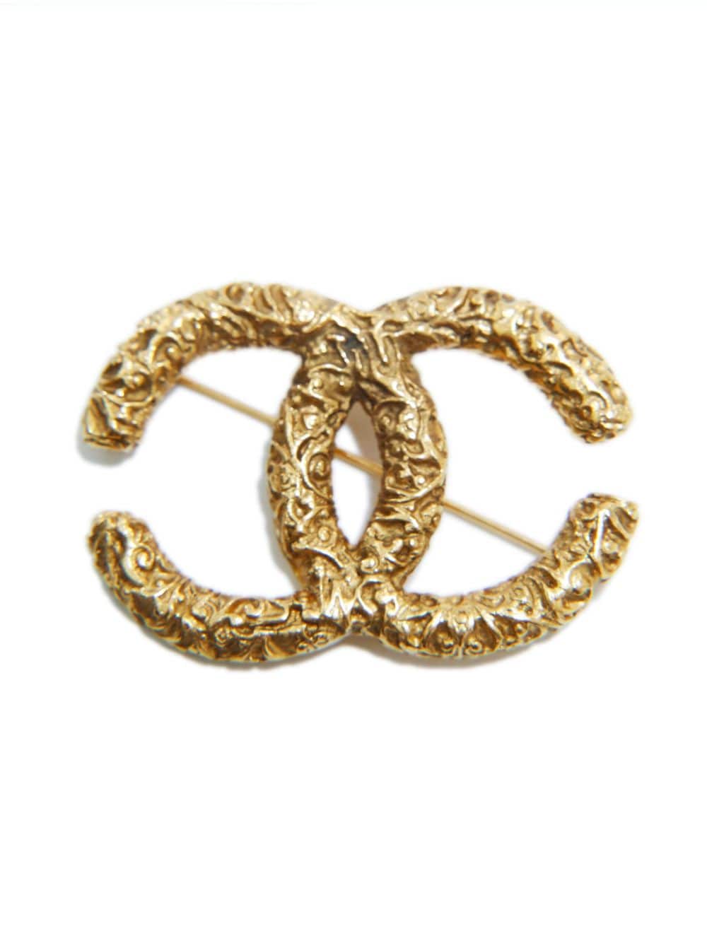 Pre-owned Chanel 1993 Cc Logo Brooch In Gold