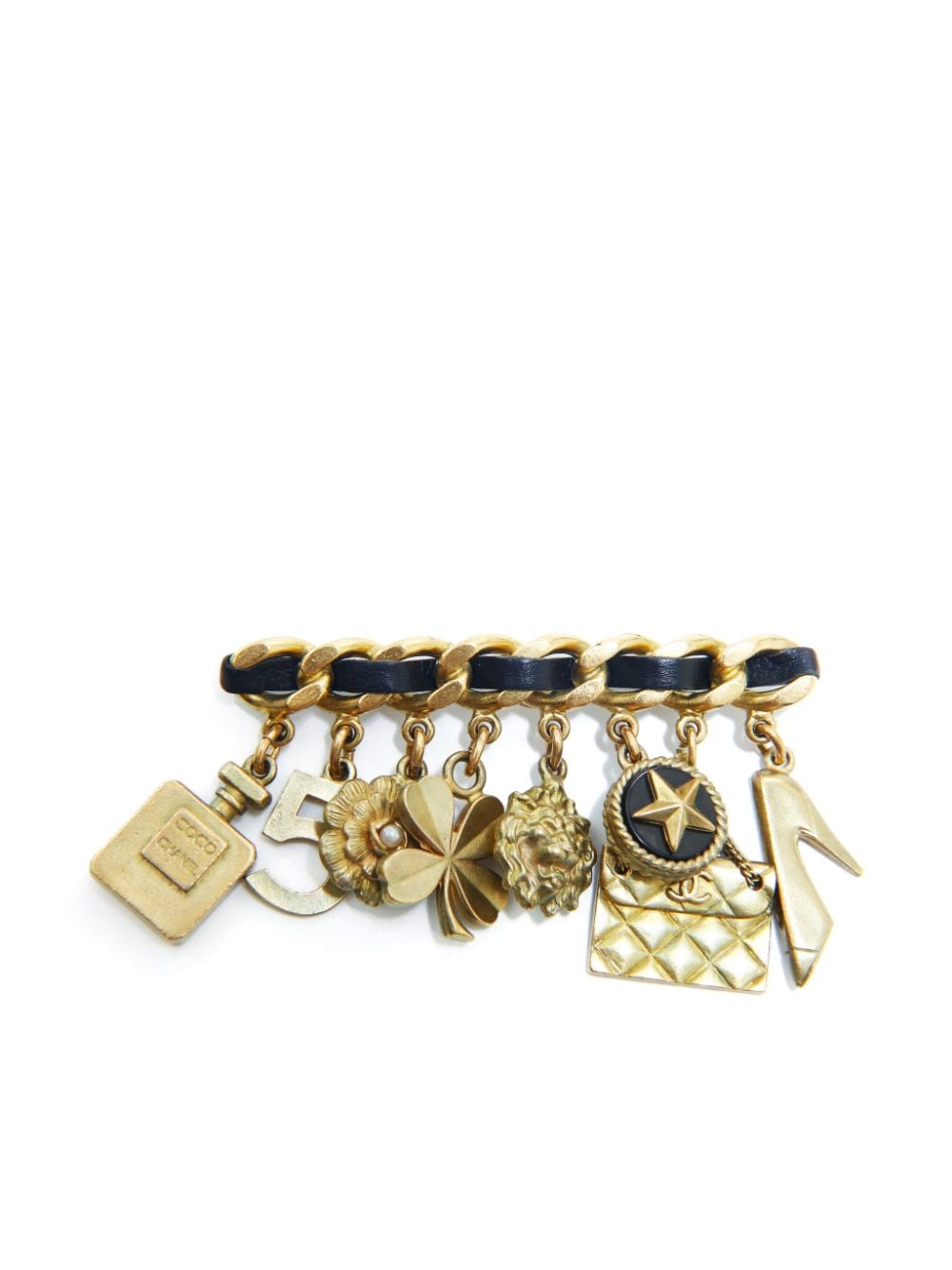Pre-owned Chanel 1994 Icons Charm Brooch In Gold