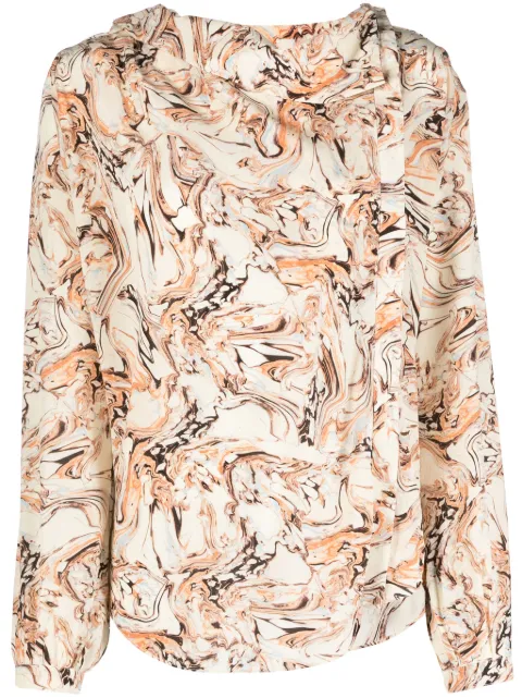 ISABEL MARANT Tiphaine marble-print silk blouse