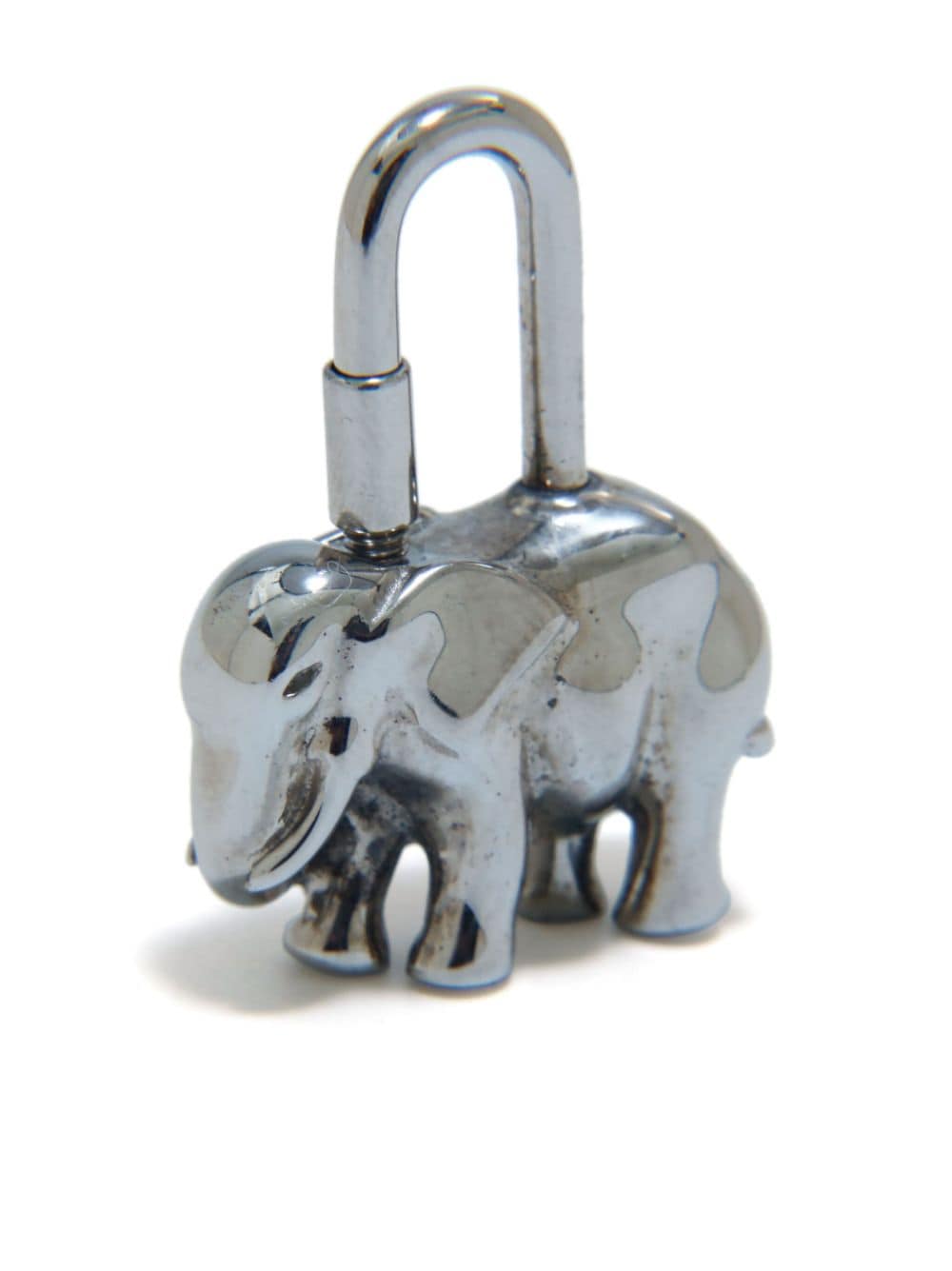 Pre-owned Hermes  Elephant Cadena Charm In Silver