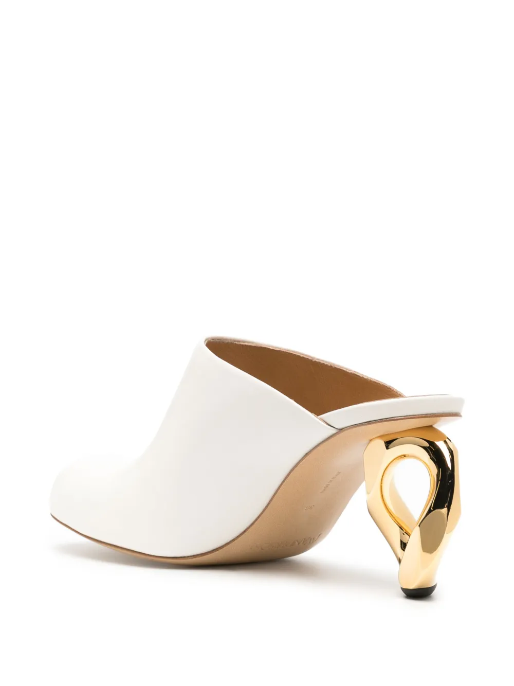 Jw Anderson 75mm Chain-heel Leather Mules In White
