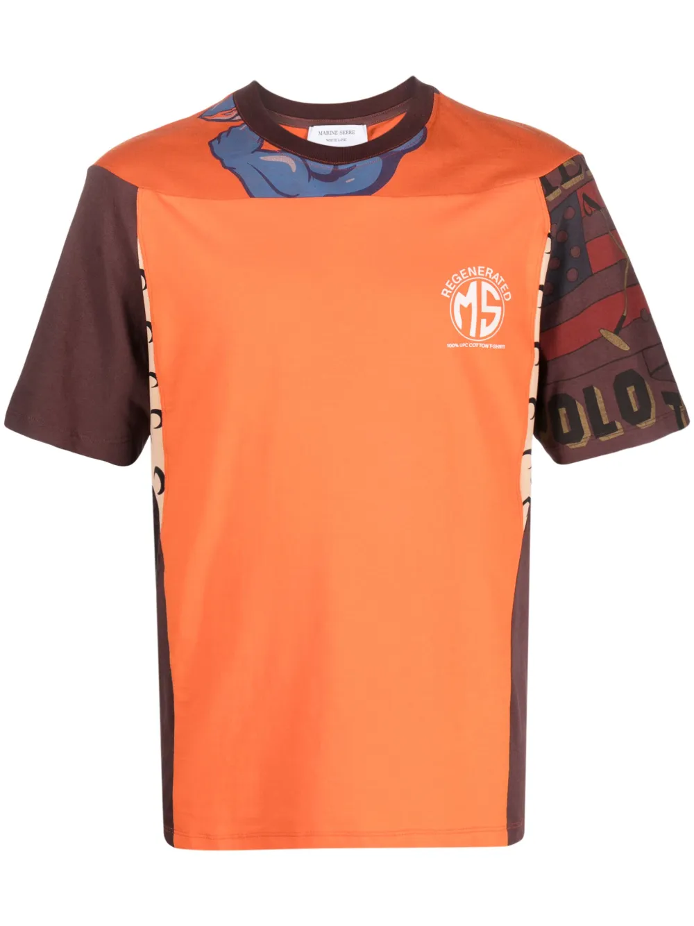 Marine Serre T-shirt met patchwork Oranje