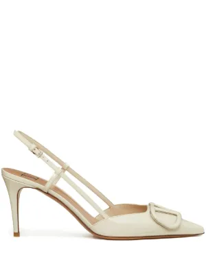 Valentino Garavani Vロゴ スリングバック パンプス | シルバートーン