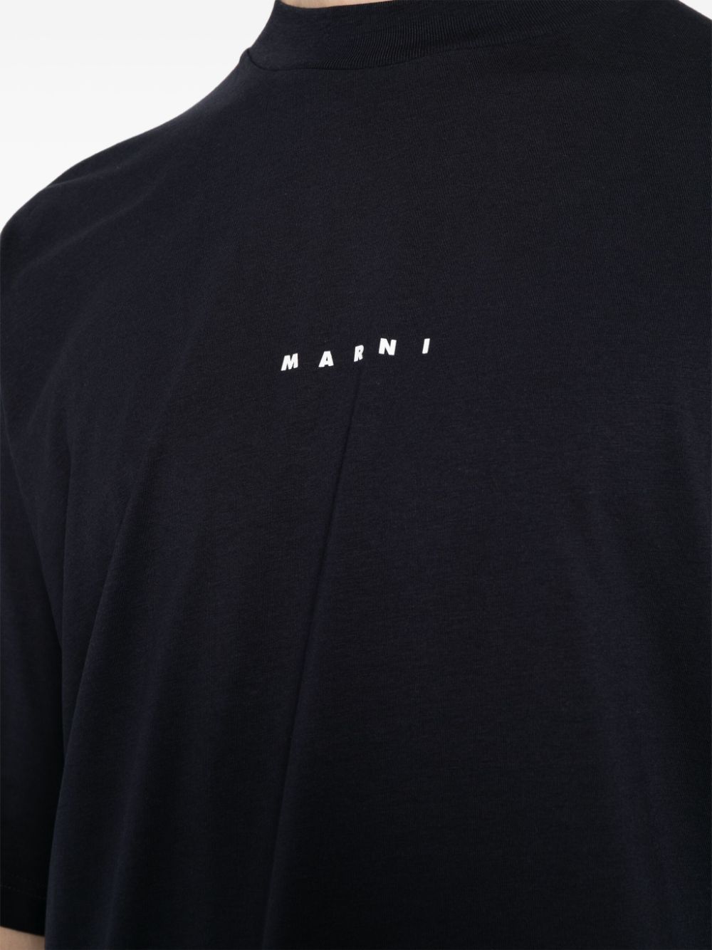 Shop Marni Logo-print Cotton T-shirt In 蓝色
