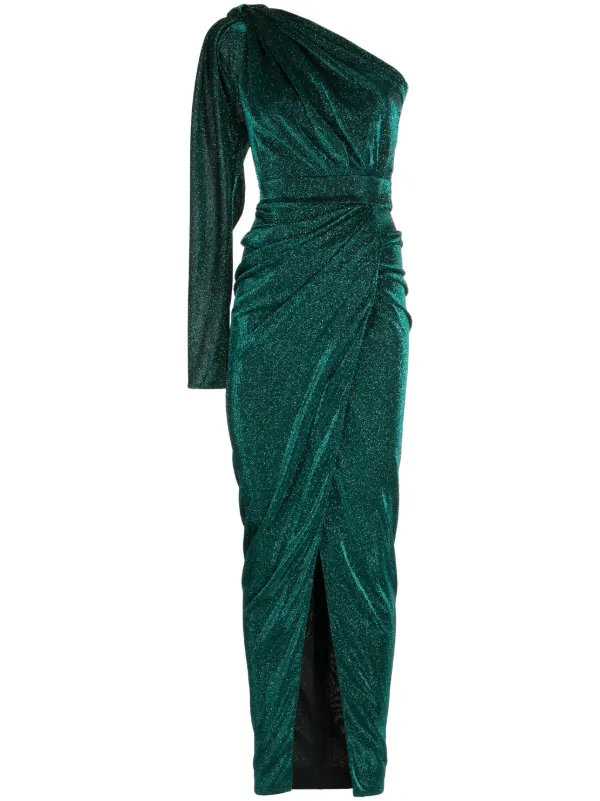 Rhea Costa One-shoulder Ankle-length Dress - Green Rhea Costa One-shoulder Ankle-length Dress - Green