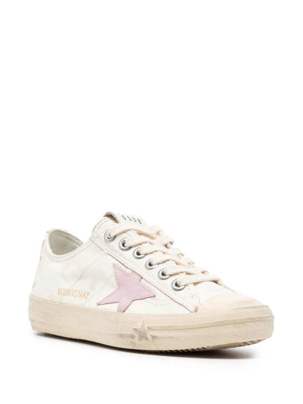 Shop Golden Goose V-star Leather Sneakers In Weiss