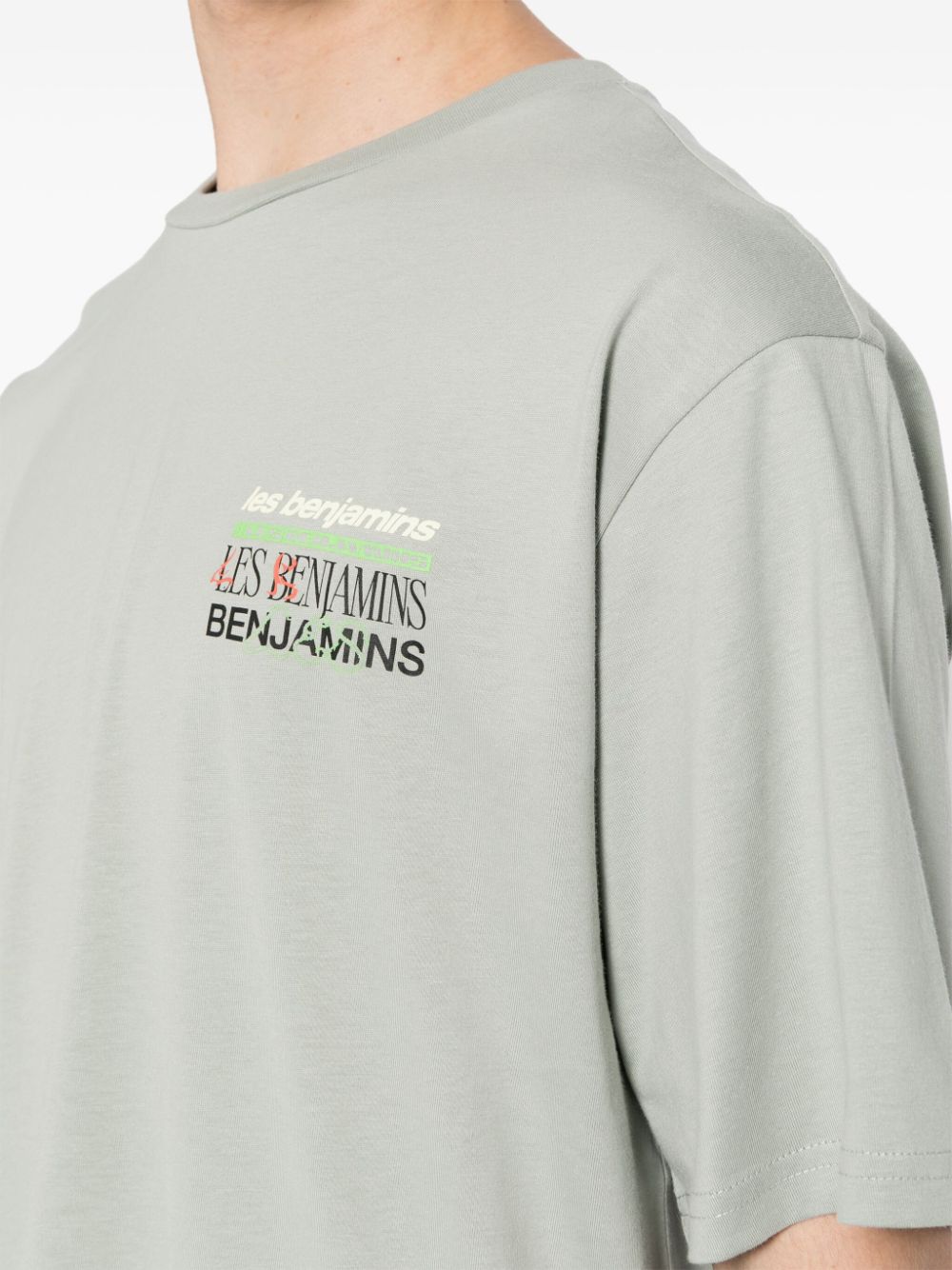 Shop Les Benjamins Logo-print Cotton T-shirt In Grey