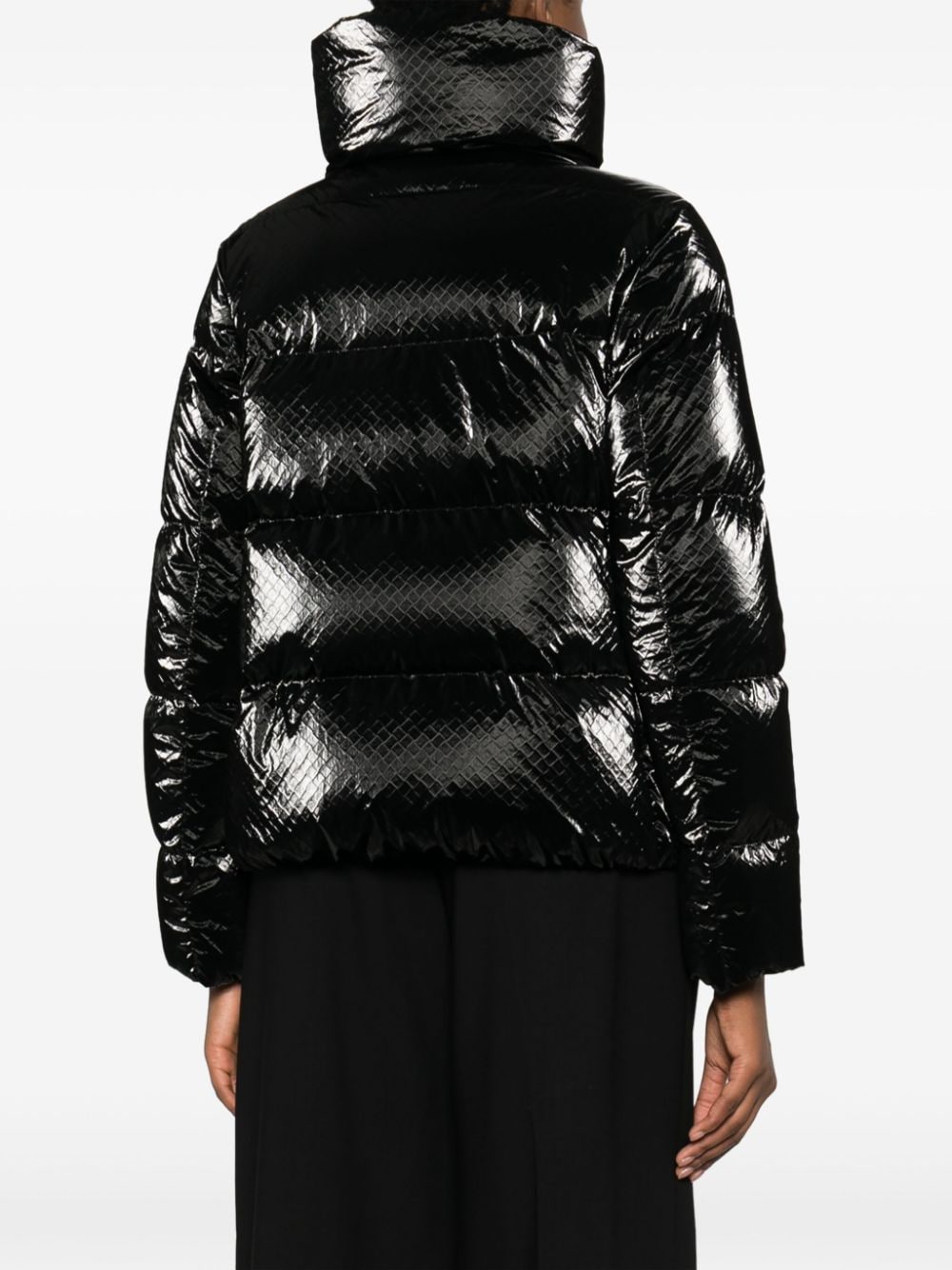 Shop Herno Snakeskin-effect Padded Jacket In Black