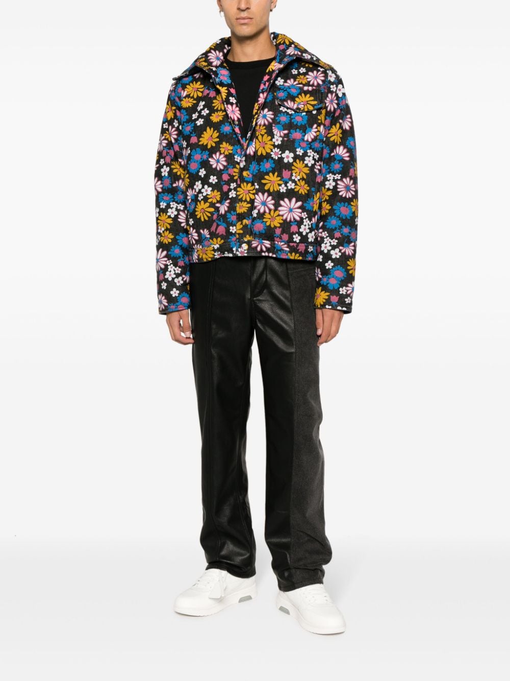 ERL floral-print cotton jacket - Zwart