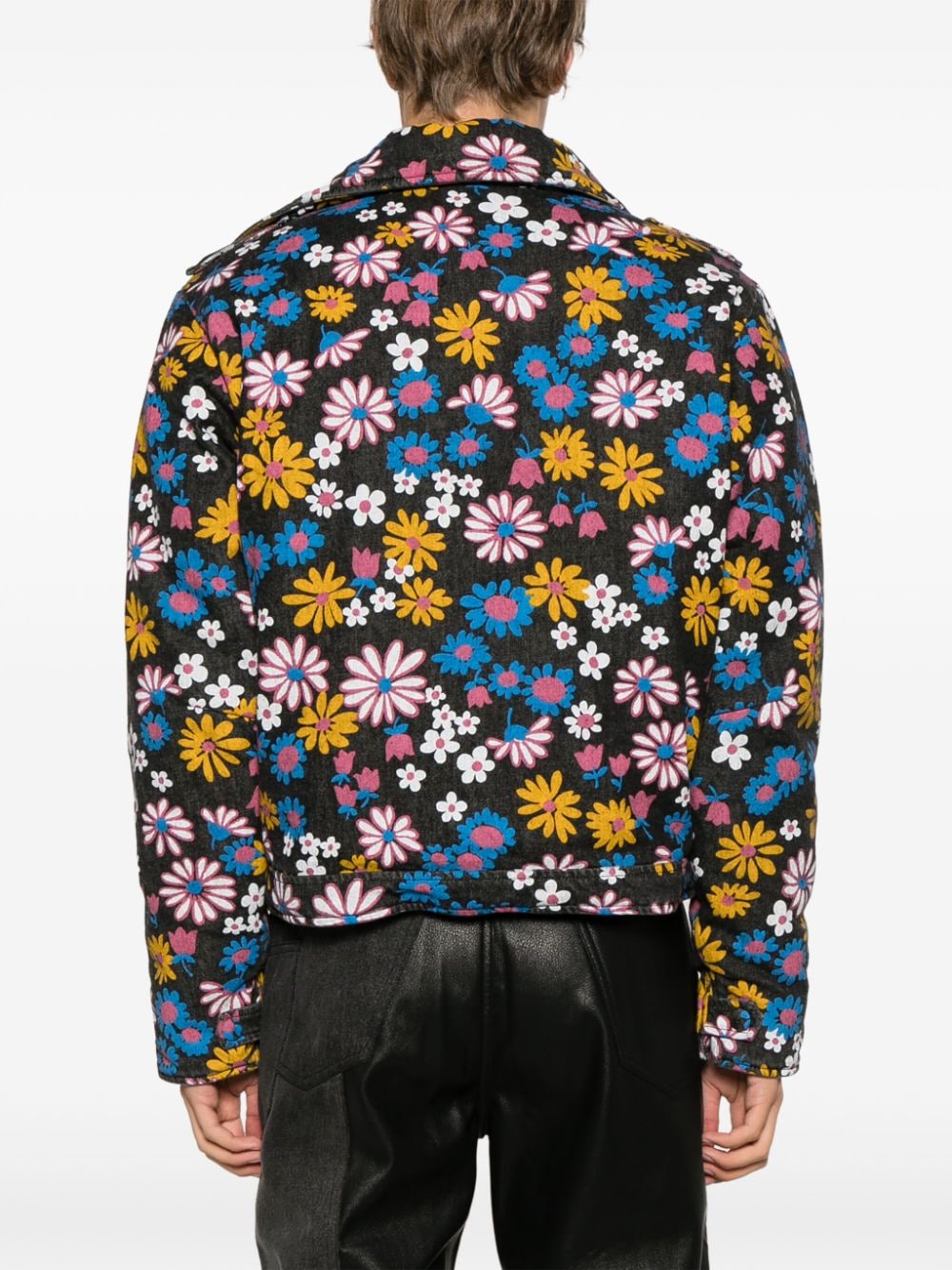 Shop Erl Floral-print Cotton Jacket In Black