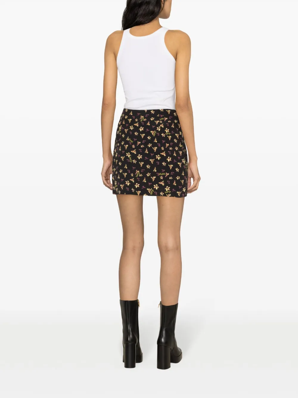 Rotate Birger Christensen Floral-pattern Jacquard Miniskirt In Black