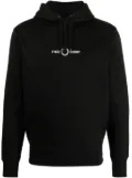 Fred Perry logo-embroidered jersey hoodie - Black