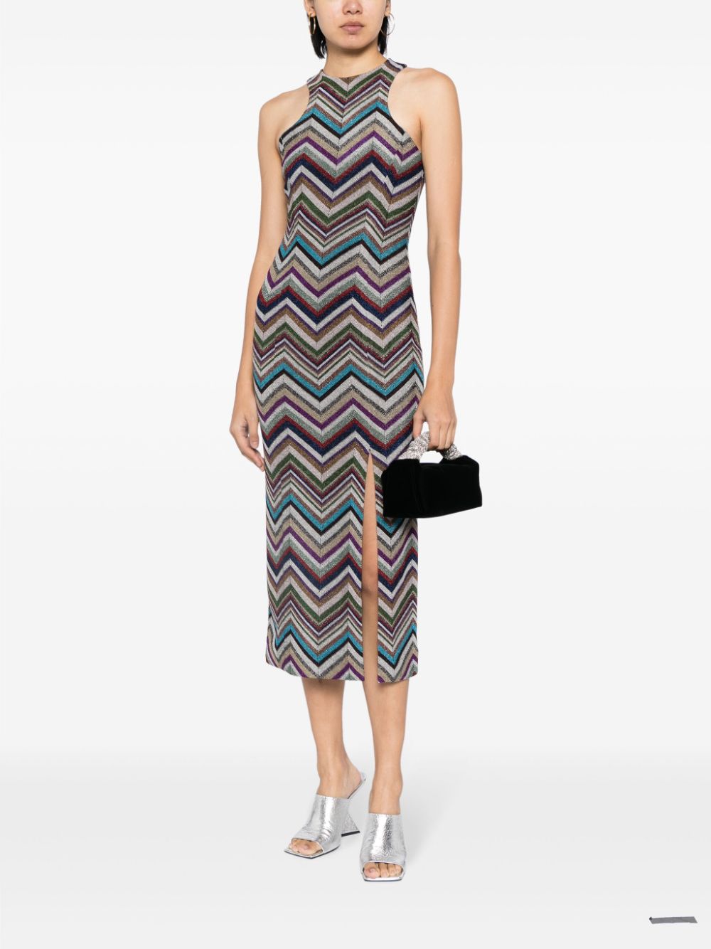 Shop Missoni Chevron-print Midi Dress In Multicolour