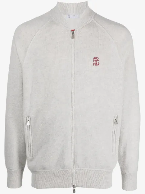 Brunello Cucinelli logo-embroidery cashmere cardigan