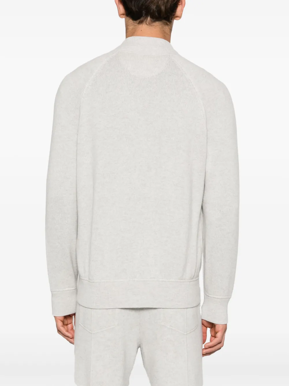 Brunello Cucinelli Logo-embroidery Cashmere Cardigan In Grey