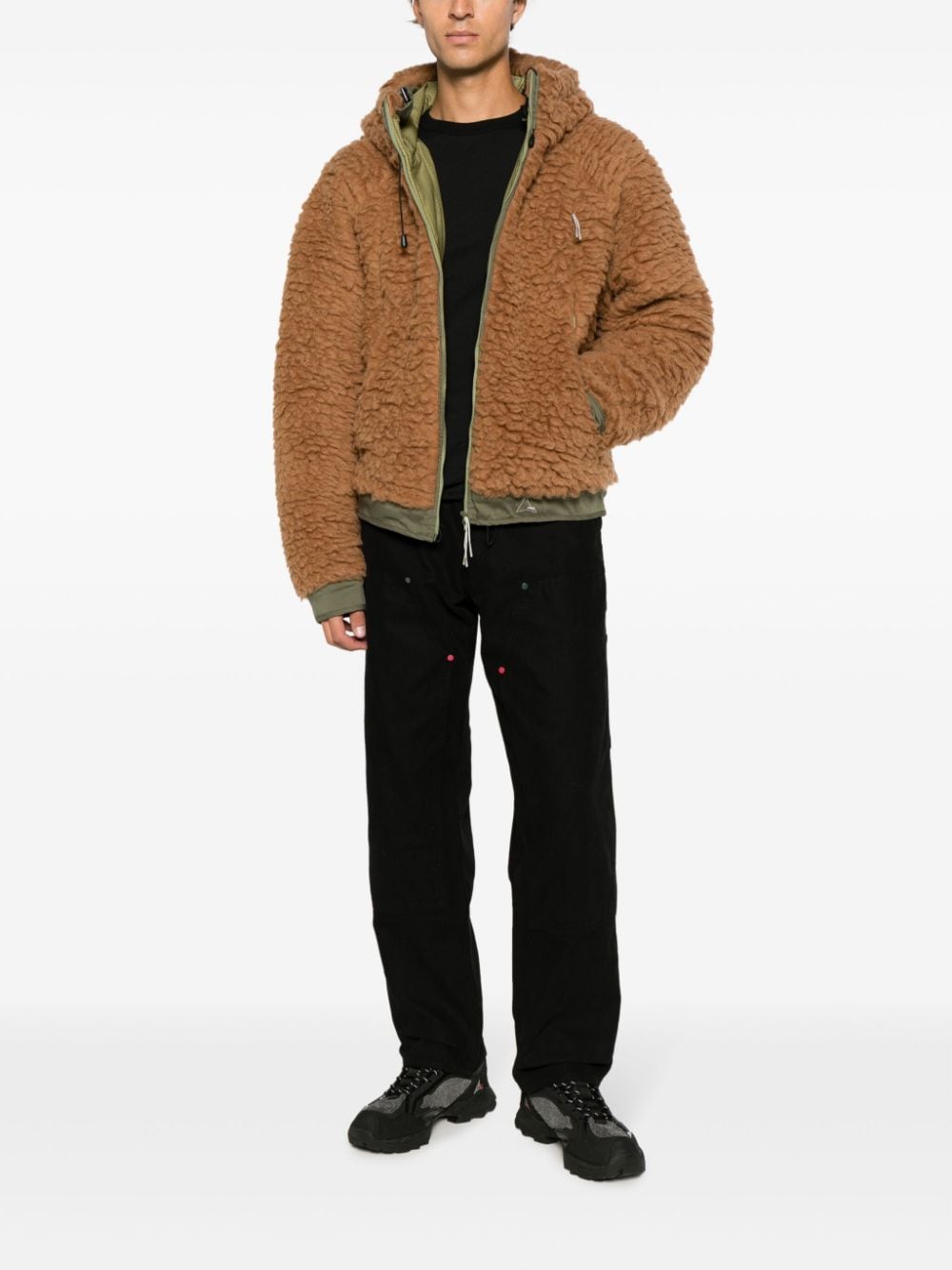 Shop Roa Zip-up Hooded Fleece Jacket In Brown
