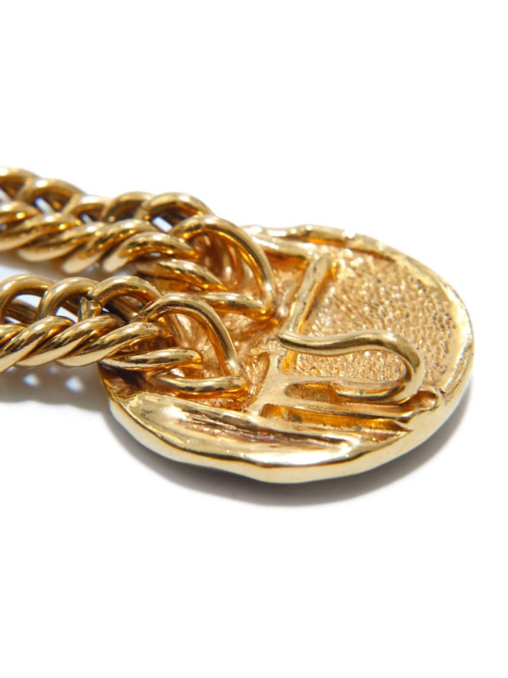 Pre-owned Chanel 1980s Medallion Chain-link Belt In Gold