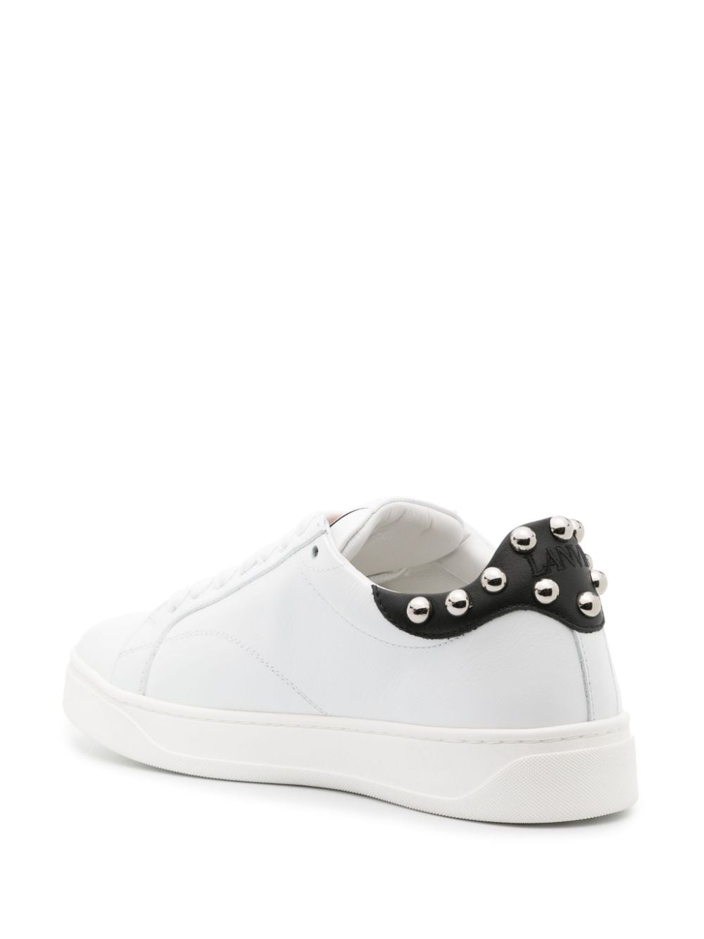Shop Lanvin Ddbo Studded Leather Sneakers In Weiss