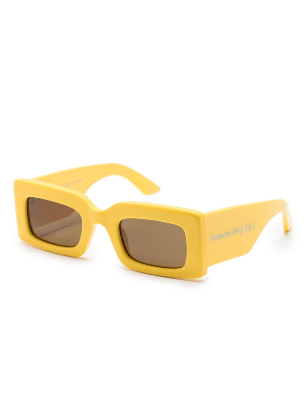 Shop Alexander Mcqueen Bold Rectangle-frame Sunglasses In Yellow