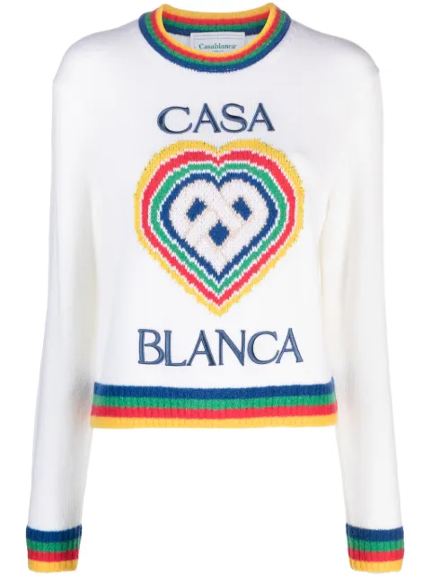Casablanca Heart logo-intarsia bouclé jumper