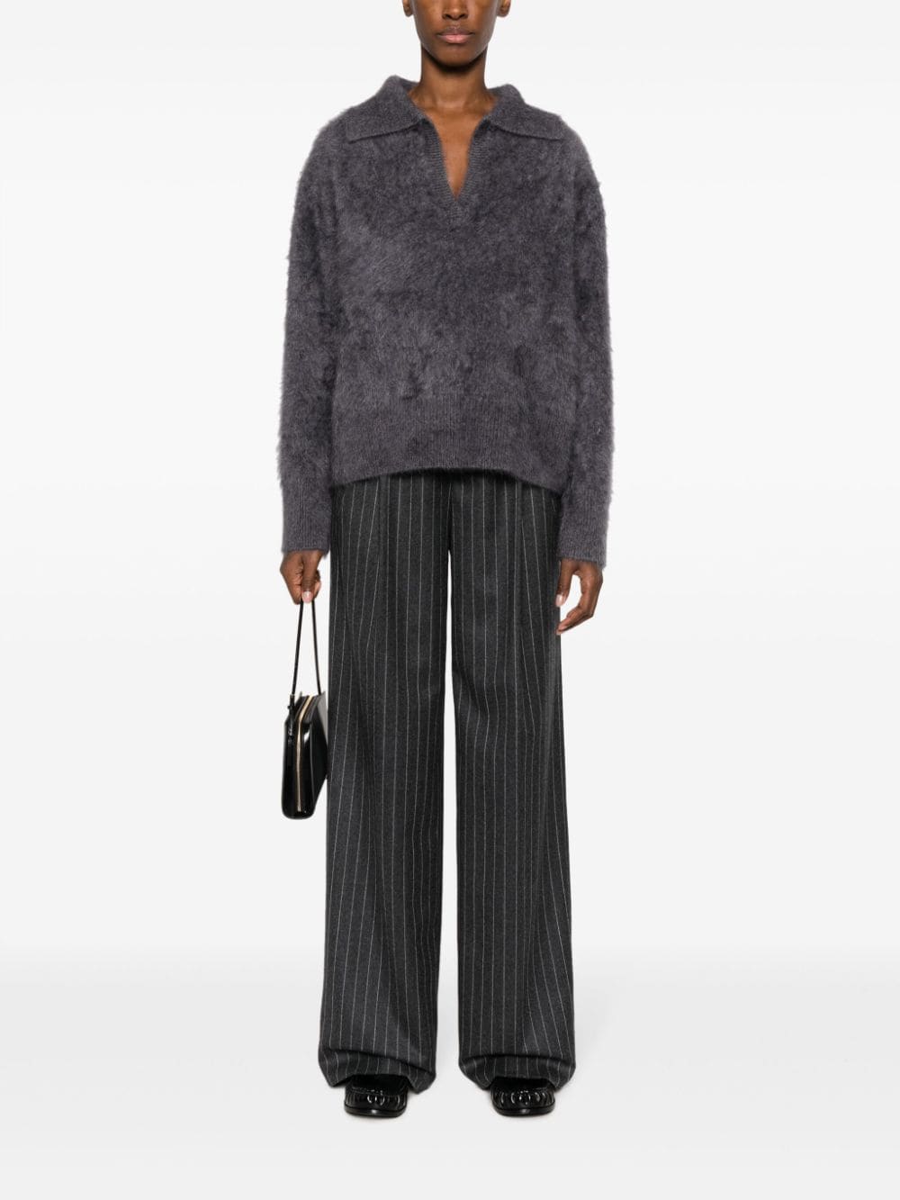 Shop Lisa Yang Split-neck Cashmere Jumper In Grey