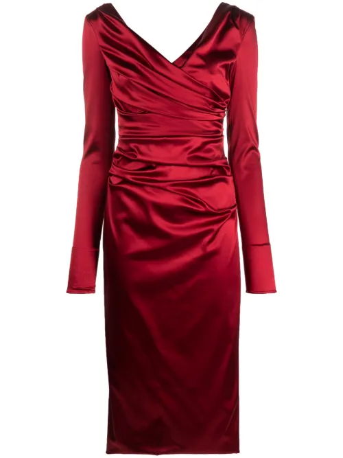 Robe mi-longue en satin à design drapé - Dolce & Gabbana - Modalova