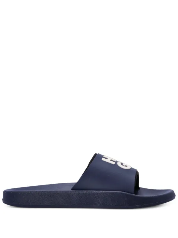 HUGO logo print moulded footbed Slides Farfetch