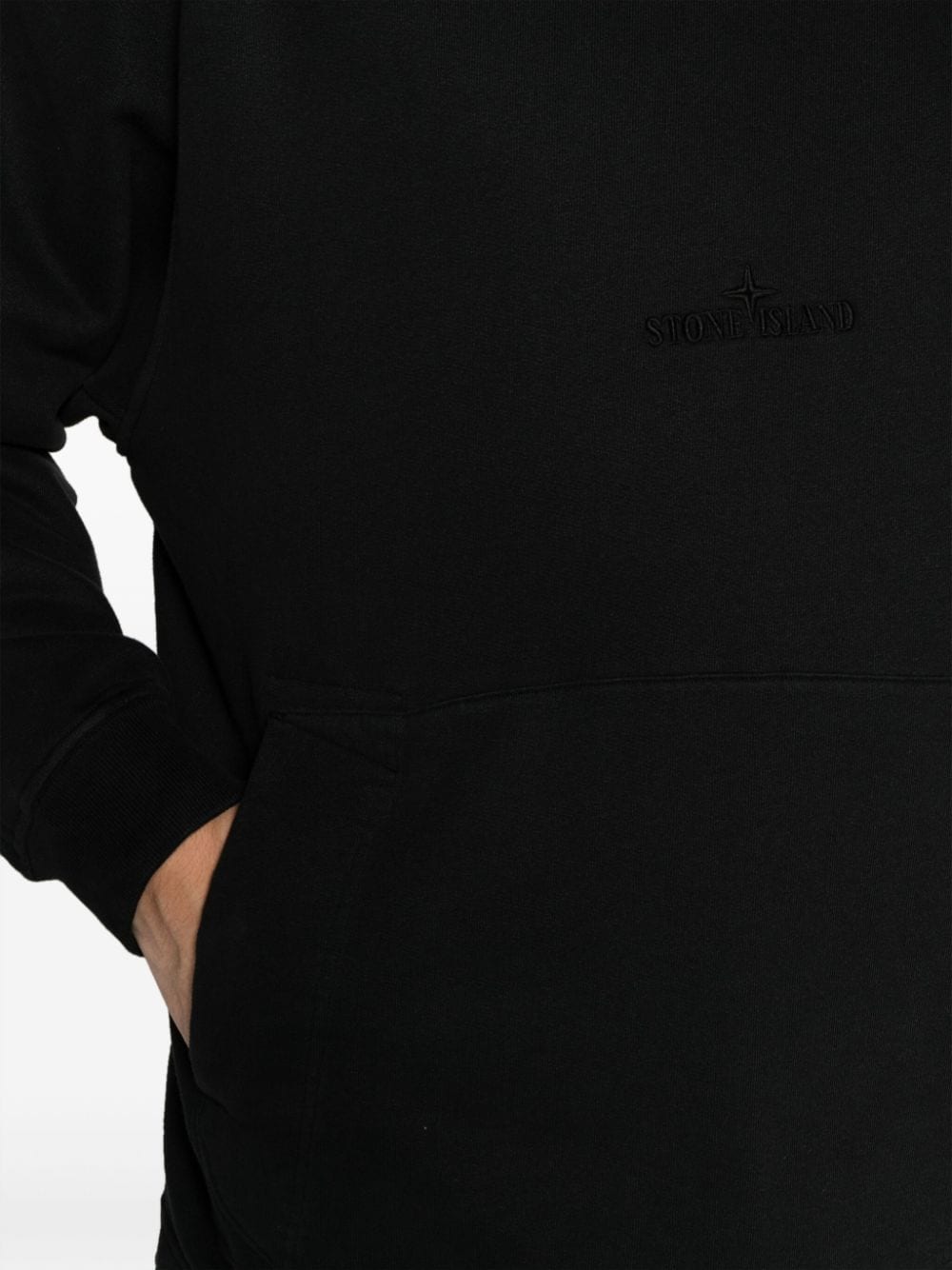 Stone Island Katoenen hoodie met geborduurd logo Zwart