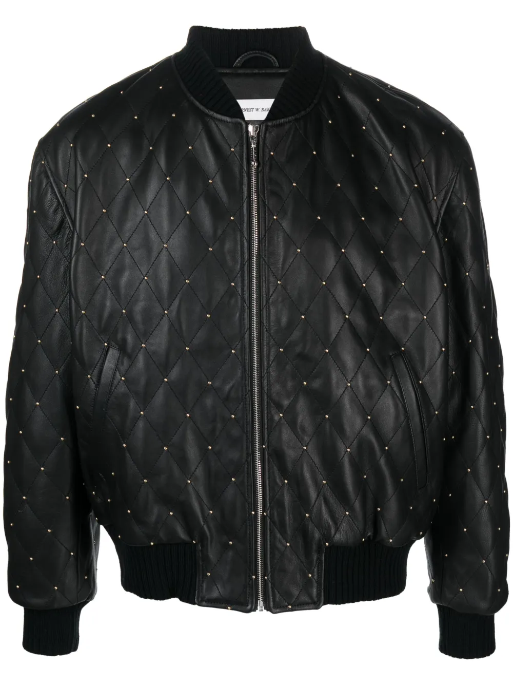 Ernest W. Baker quilted leather bomber jacket - Black